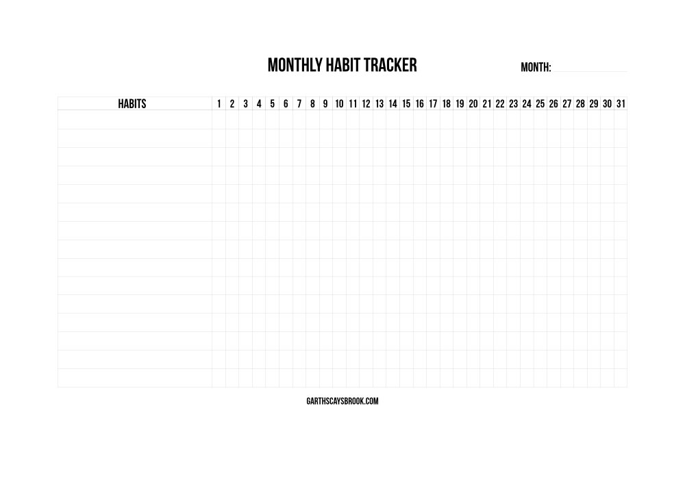 Screenshot of Monthly Habit Tracker